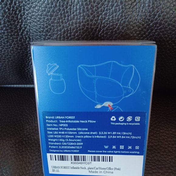 NEW Inflatable Travel Pillow - Pink - Picture 3 of 11